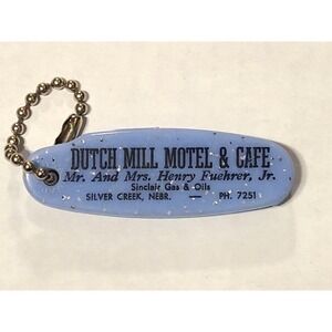 Vintage 1960's DUTCH MILL MOTEL & CAFE Retro  Keychain Key Chain USA